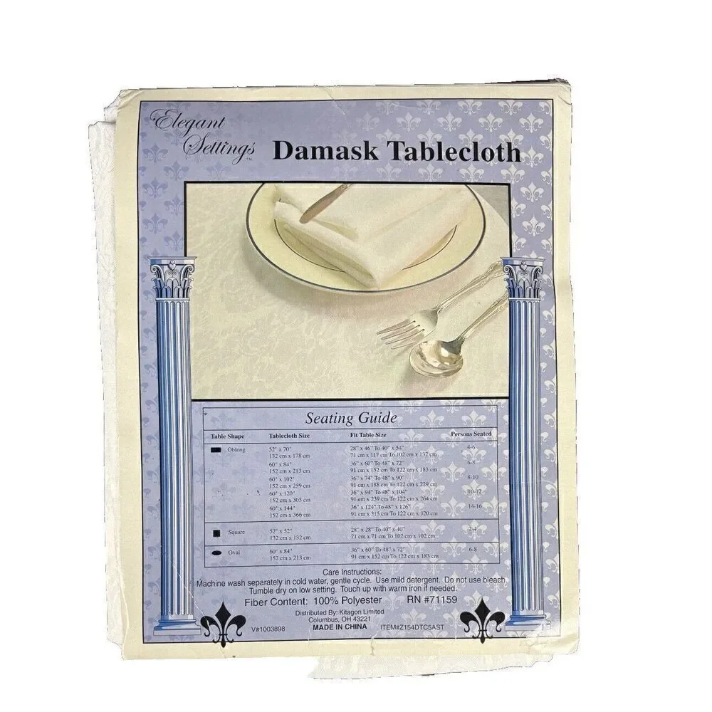 Brand New Elegant Settings Damask Tablecloth White Floral Oblong 52